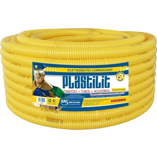 Eletroduto Corrugado 25mm 50M Amarelo Plastilit