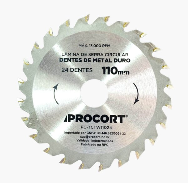 Disco Corte de Madeira Videa 110mm 24 Dentes Procort
