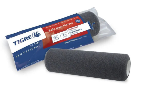 Rolo para Pintura Profissional Espuma Tigre 23cm Cinza