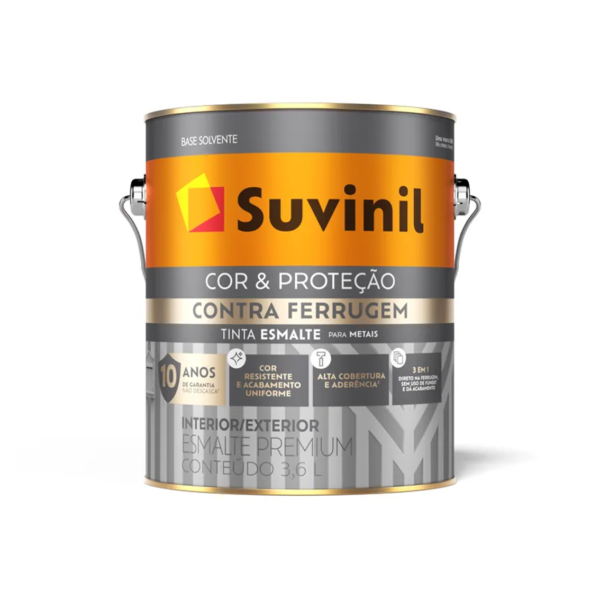Esmalte Contra Ferrugem Brilhante 3,6l Cinza Médio Suvinil