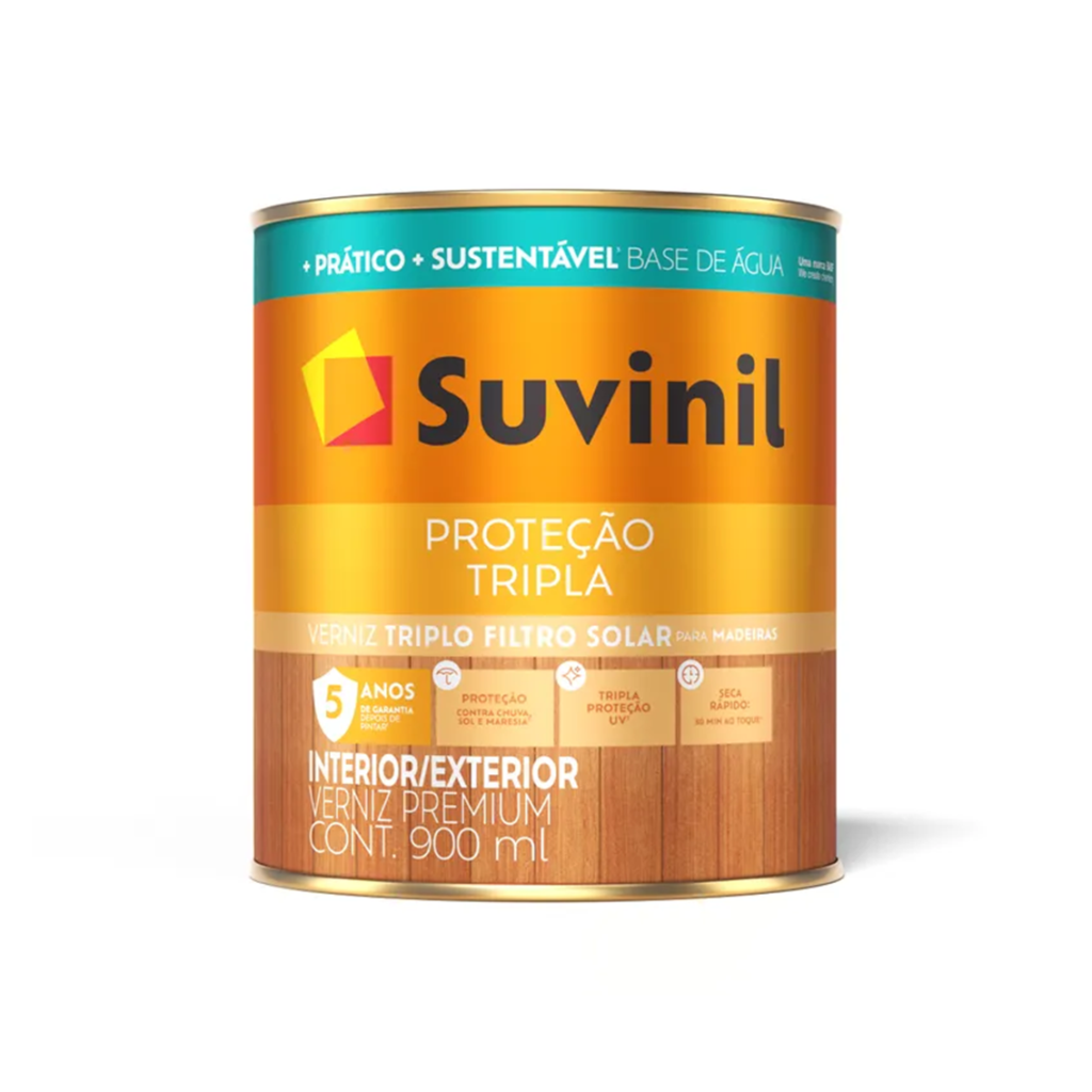 Baser Raksa Verniz Premium proteção Tripla Base Agua Brilhante Imbuia 900ml Suvinil ...