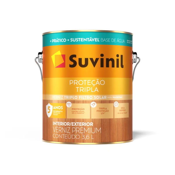Verniz Premium proteção Tripla Base Agua Brilhante Natural 3,6l Suvinil