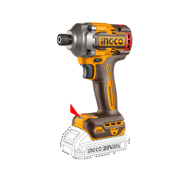 CHAVE DE IMPACTO ENCAIXE SEXTAVADO 1/4” 285N.m À BATERIA ÍON-LÍTIO 20V C/2 BAT 2.0Ah INGCO Ref.: CIRLI2028-9