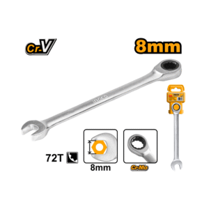 CHAVE COMBINADA COM CATRACA CR-V 08MM INGCO HCSPAR081