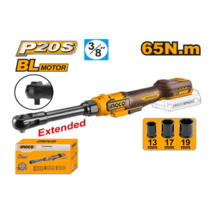 CHAVE CATRACA EXTENSIVEL 3/8" 65N.m À BATERIA ÍON-LÍTIO 20V INGCO (NÃO ACOMPANHA BATERIA) CDRLI206529
