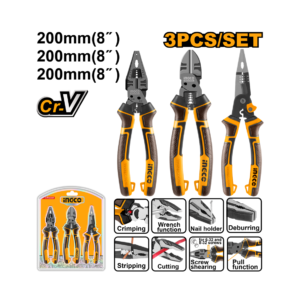 JOGO ALICATE MULTI FUNCAO 8" C/3PC INGCO HKMPS2831